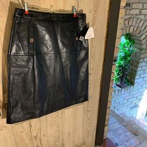 Faux black leather skirt